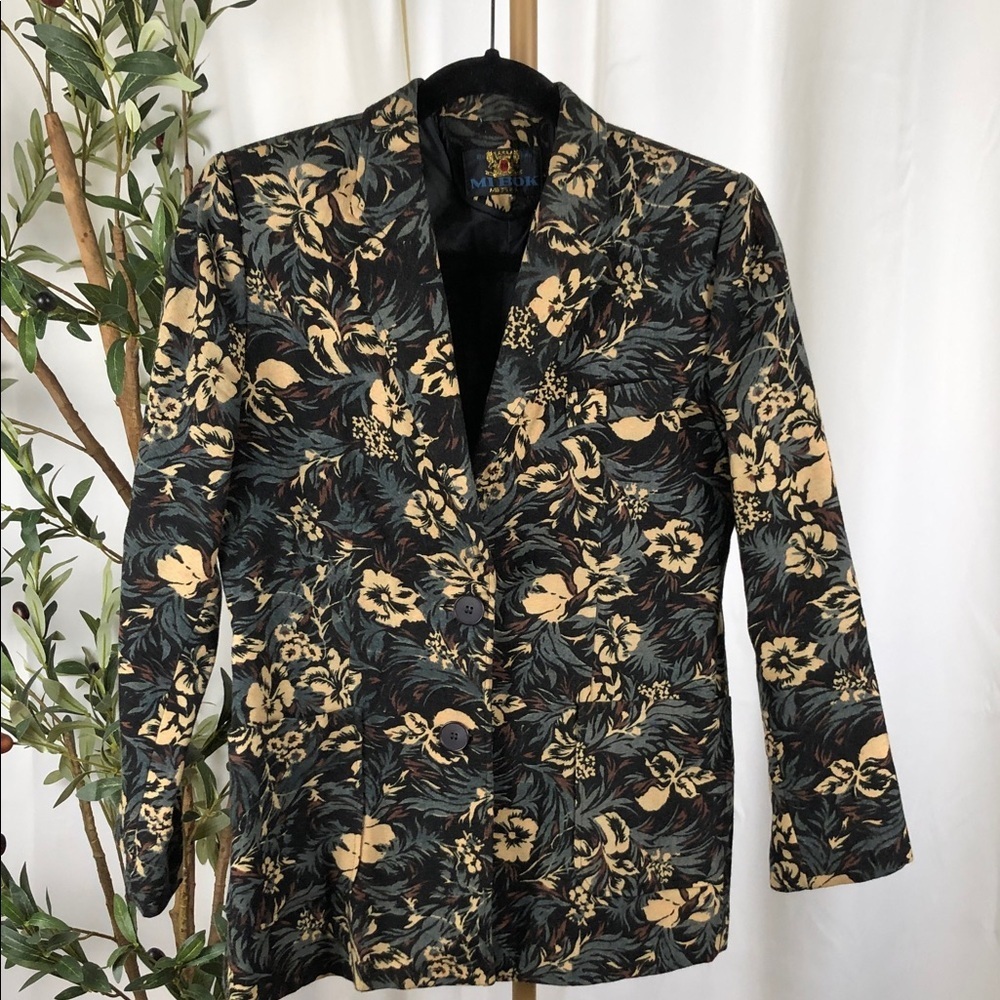 Floral Patterned Vintage Women's Blazer (V1) - Picture 1 of 13